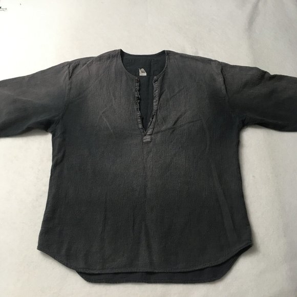 Cotton Palm V NECK 1/4 Button Front large camp paradise relax gray Vintage beach - Picture 1 of 8